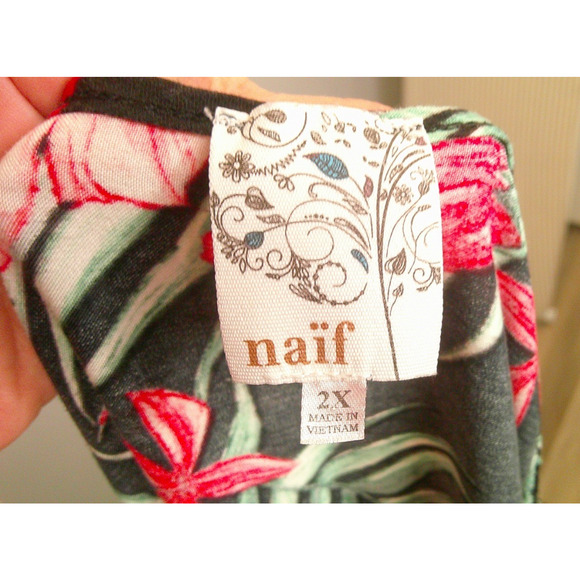 naif Tropical Luau Short Sleeve Dress V-Neck Women's 2x 100% Rayon - Picture 4 of 6